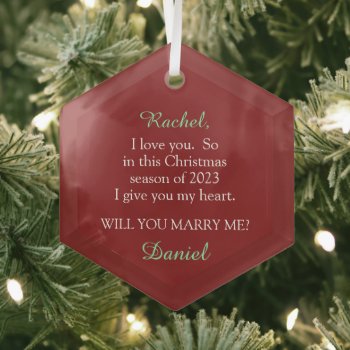 Christmas Surprise Marriage Proposal Ornament by whatawonderfulworld at Zazzle