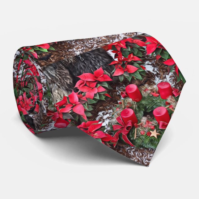 christmas surprise red neck tie (Rolled)