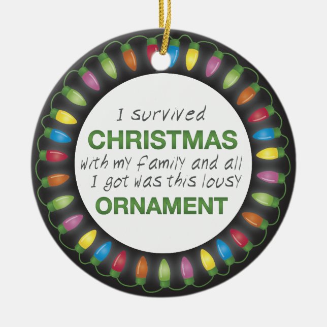 Christmas Survival Ceramic Ornament (Front)