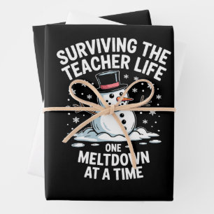 Christmas Surviving Teacher Life Meltdown Xmas Wrapping Paper Sheets