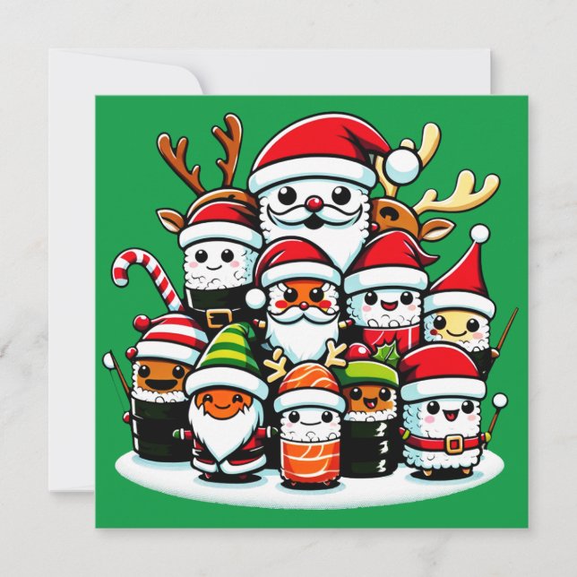 Christmas Sushi Festive Celebration Invitation (Front)