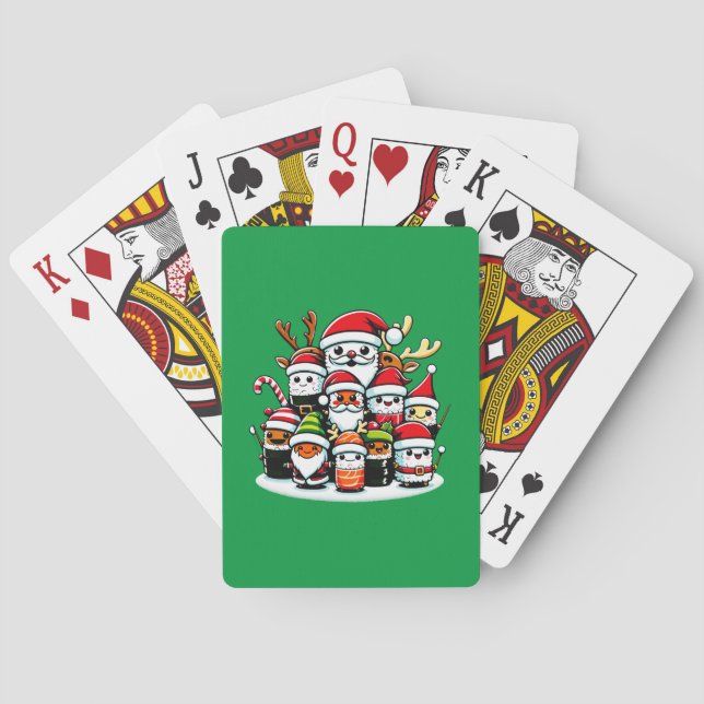 Christmas Sushi Festive Celebration Poker Cards (Back)