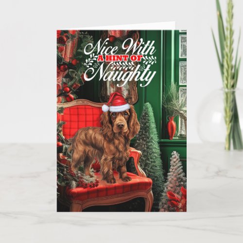 Christmas Sussex Spaniel Dog Naughty or Nice Holiday Card