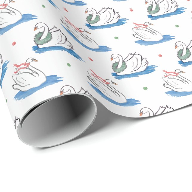 Christmas Swan Wrapping Paper (Roll Corner)