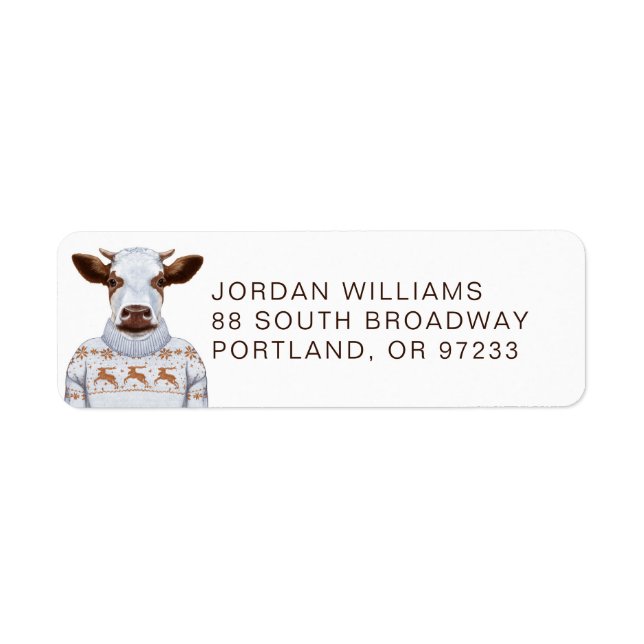 Christmas Sweater Cow | Add Your Name Label (Front)