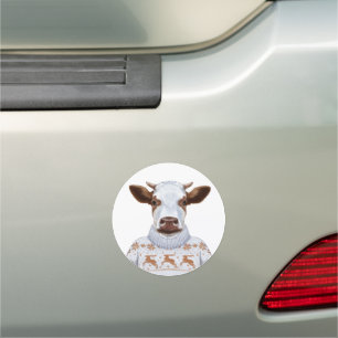 Christmas Sweater Cow Car Magnet