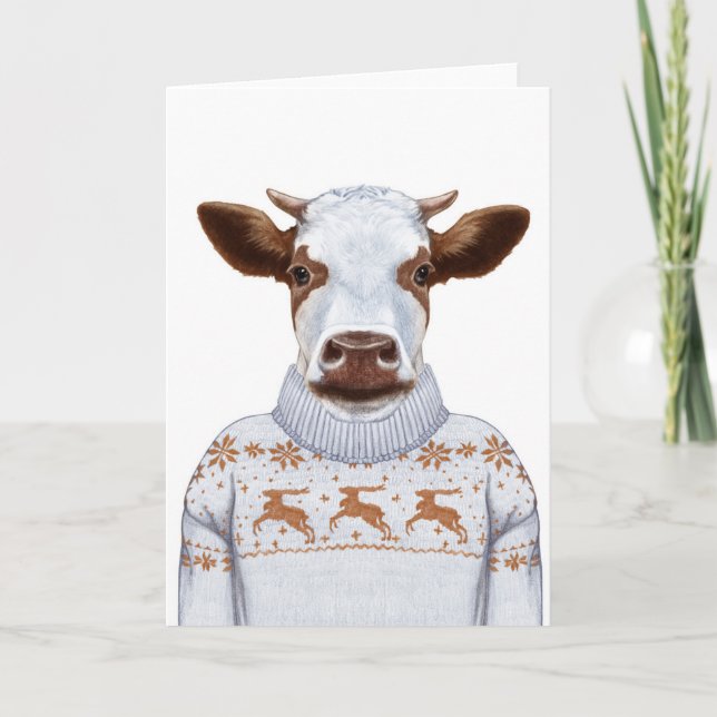Christmas Sweater Cow Card (Front)