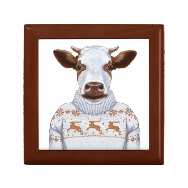Christmas Sweater Cow Gift Box (Front)