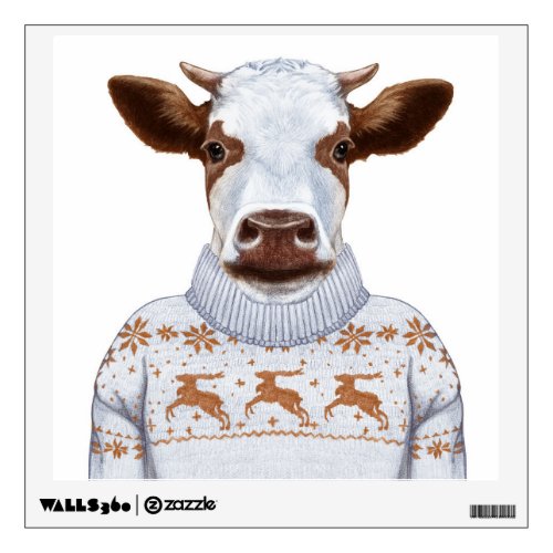 Christmas Sweater Cow Wall Decal