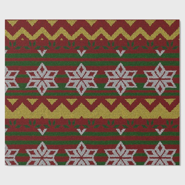Christmas Sweater Design Wrapping Paper (Flat)