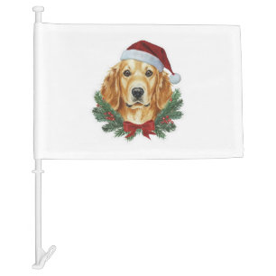 Christmas sweater Golden Retriever dog Santa Dog Car Flag
