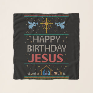Christmas Sweater Happy Birthday Jesus Christian Scarf