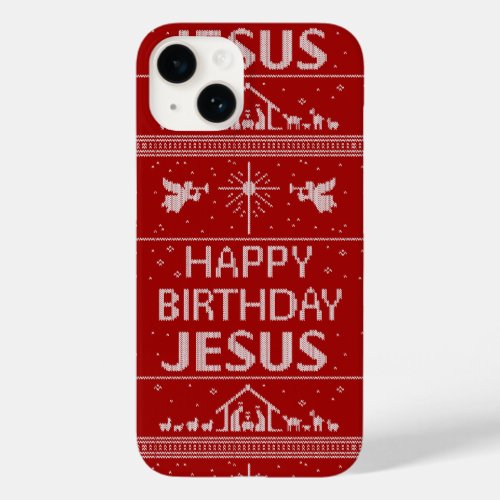 Christmas Sweater Happy Birthday Jesus Religious C Case_Mate iPhone 14 Case