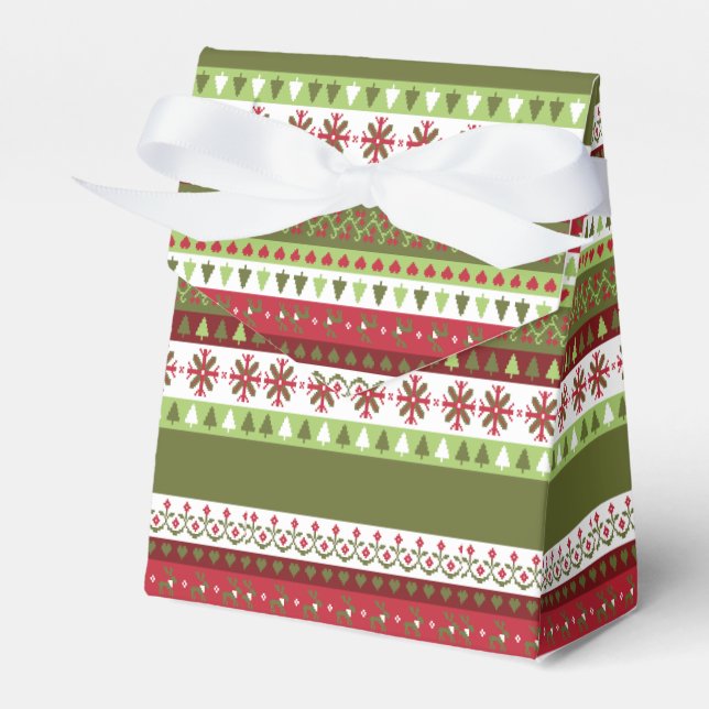 Christmas Sweater Holiday Tent Favor Box (Front Side)