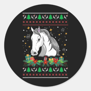 Christmas Sweater Horse Snowman Manger Ornaments Classic Round Sticker