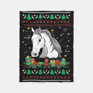 Christmas Sweater Horse Snowman Manger Ornaments  Fleece Blanket