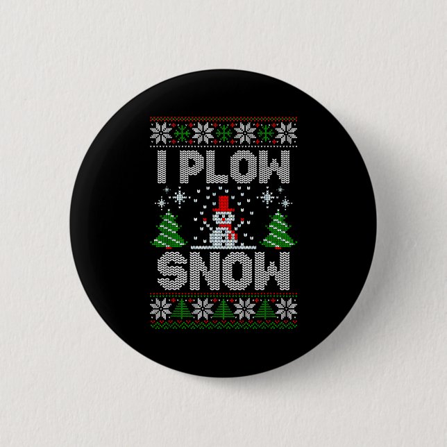 Christmas Sweater I Plow Snow Matching Couples Paj Button (Front)