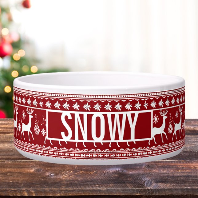 Christmas Sweater Inspired Pet Bowl (Ugly christmas sweater custom pet bowl)