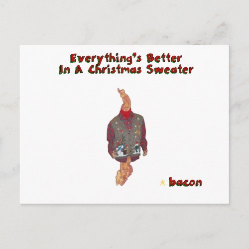 Christmas Sweater_ized Bacon Holiday Postcard