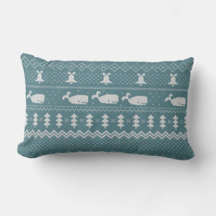 Christmas Sweater Knitted Pattern Whale Decor Lumbar Pillow