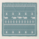 Christmas Sweater Knitted Pattern Whale Rustic   Scarf<br><div class="desc">Warm and cozy winter days and nights illustration design, featuring classic knitted funny ugly Christmas sweater with white whales, jingle bells, fir trees, and snowflakes. Minimalistic Xmas sweater pattern festive design in light blue and white for whale lovers. Whale Christmas pattern sweater. Whale Xmas design. Scandi whale Christmas Noel gifts....</div>