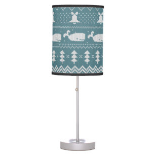 Christmas Sweater Knitted Pattern Whale Rustic  Table Lamp