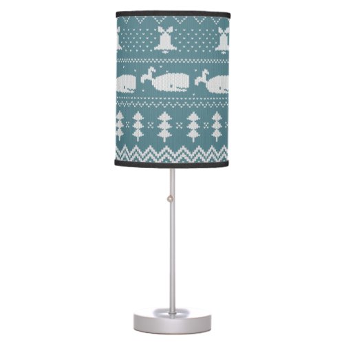 Christmas Sweater Knitted Pattern Whale Rustic  Table Lamp