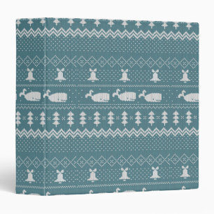 Christmas Sweater Knitted Pattern Whale Scandi 3 Ring Binder