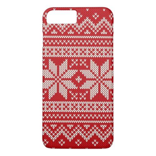 Christmas Sweater Knitting Pattern _ RED iPhone 8 Plus7 Plus Case