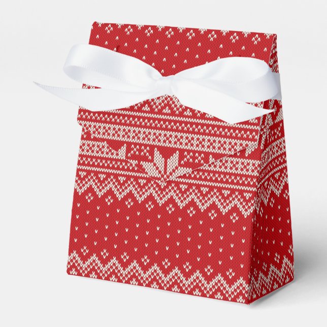 Christmas Sweater Knitting Pattern - RED Favor Boxes (Front Side)