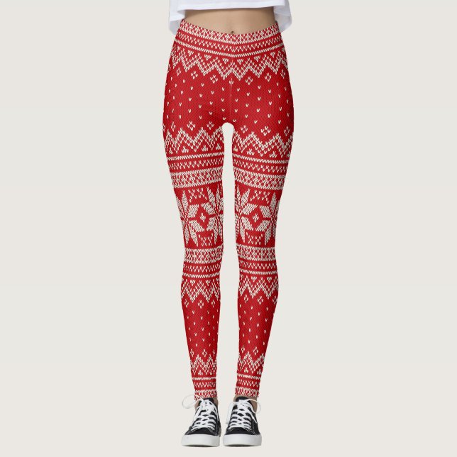 Christmas Sweater Knitting Pattern - RED Leggings (Front)
