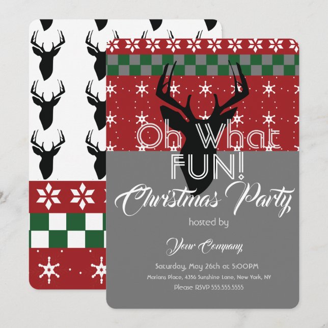 Christmas Sweater Office Party Deer Ugly Sweater Invitation (Front/Back)