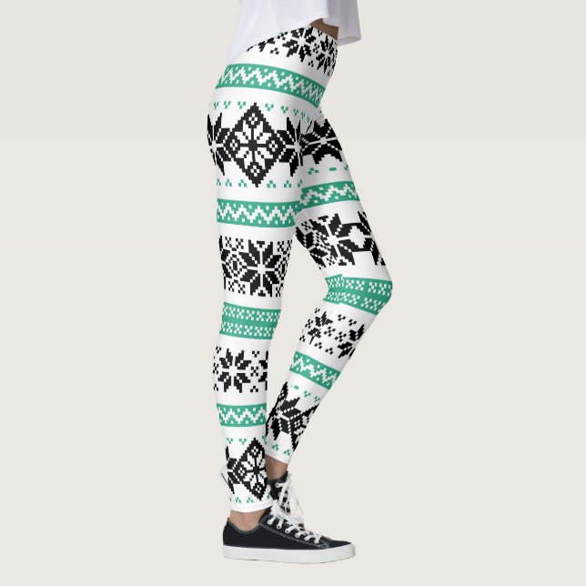 Christmas sweater pattern Holiday leggings (Right)