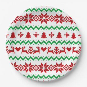 Christmas sweater Pattern Paper Plates