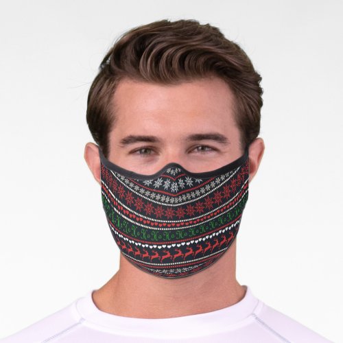 Christmas Sweater Pattern Premium Face Mask