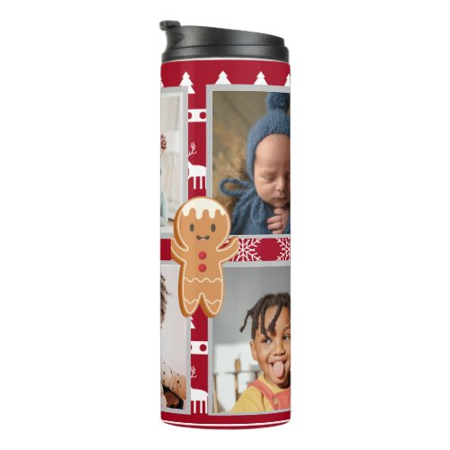 Christmas Sweater Photo Collage Gingerbread Thermal Tumbler