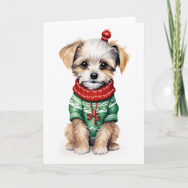 Christmas Sweater Puppy, Holiday Puppy BLANK  (Front)