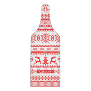 Christmas sweater red fair isle pattern monogram cutting board