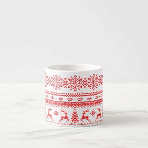 Christmas sweater red fair isle pattern monogram espresso cup