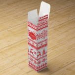 Christmas sweater red fair isle pattern monogram wine gift box<br><div class="desc">Cute retro fair isle knitting holiday sweater patterns design in classy red and white. Cool unique gifts idea.  Custom the personalized monogram with your own name or initial,  you can also click "customize it!" button under product photo to edit the color and the font of the name!</div>