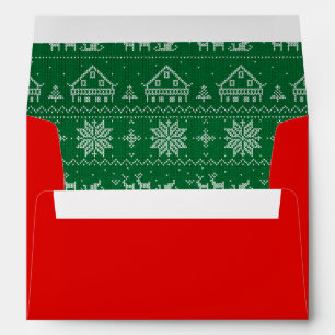 Christmas Sweater Red Green Envelope