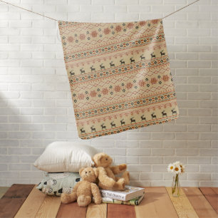 Christmas Sweater Reindeer Pattern Baby Blanket