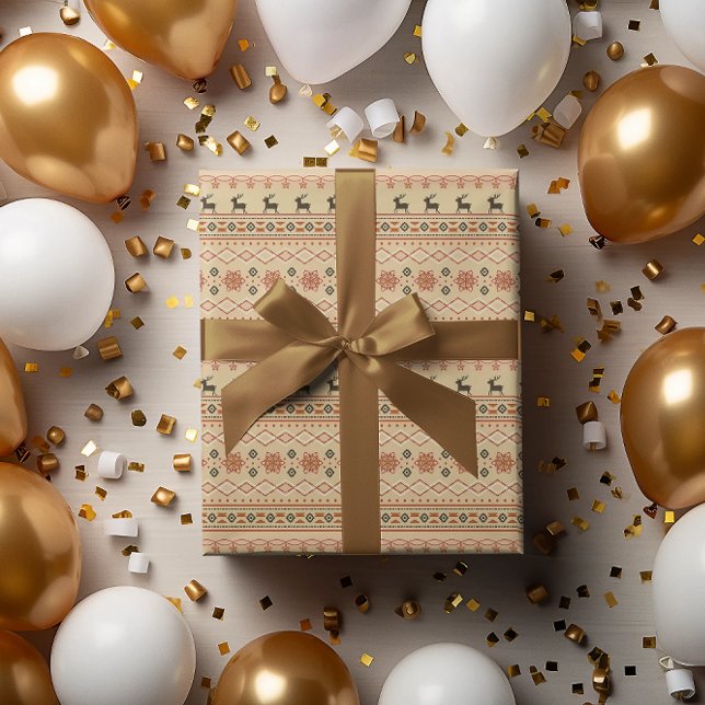 Christmas Sweater Reindeer Pattern Wrapping Paper (Creator Uploaded)