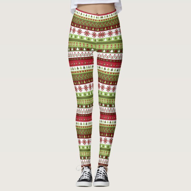 Christmas Sweater Style Leggings Leggings (Front)