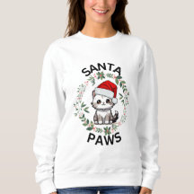 Christmas Sweatshirt Ladies - Santa Paws Cat
