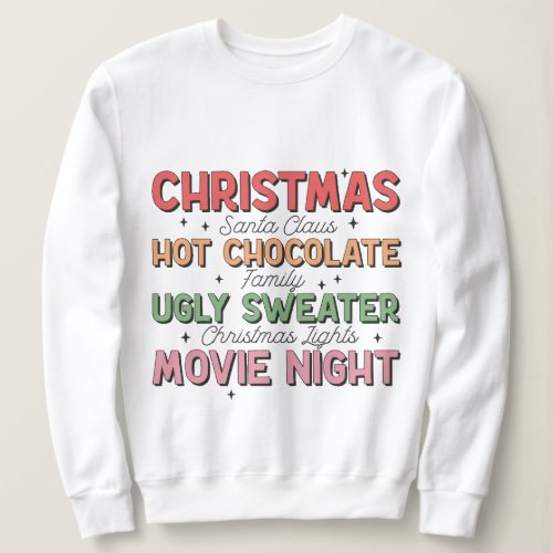 Christmas Sweatshirt Santa Claus Hot Chocolate  Sweatshirt