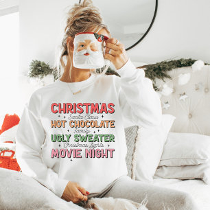 Christmas Sweatshirt, Santa Claus, Hot Chocolate,  Sweatshirt
