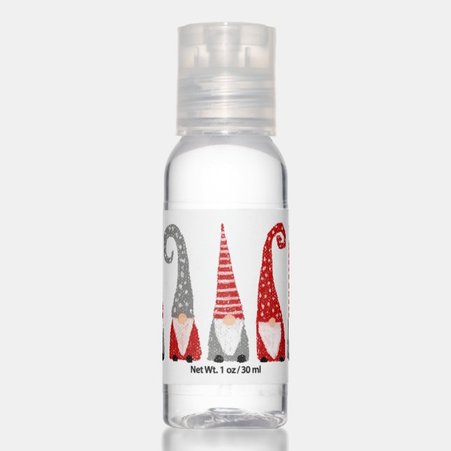 Christmas Swedish Gnomes Red Gray White Hand Sanitizer (Front)