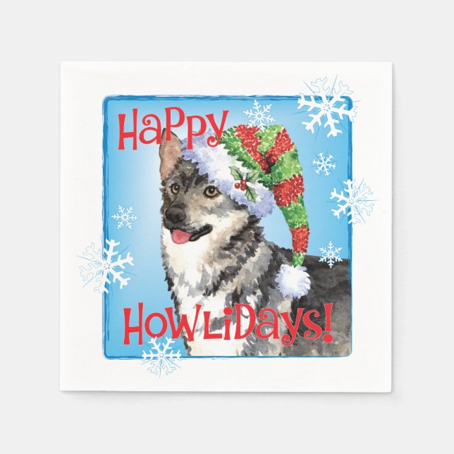 Christmas Swedish Vallhund Napkins (Front)