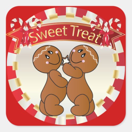 Christmas Sweet Gingerbread Man Treats Square Sticker